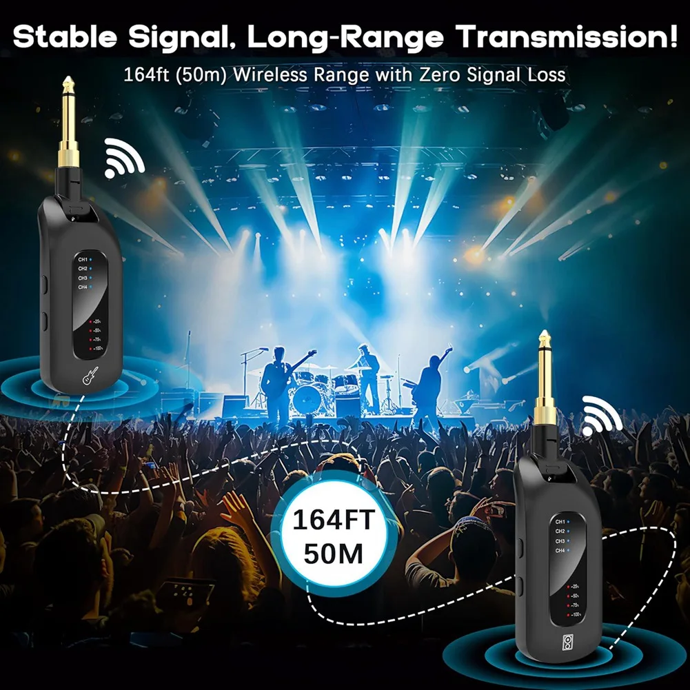 【Последняя ссылка!】5,8 ГГц Беспроводная гитарная аудиосистема Перезаряжаемый передатчик и приемник Электрогитара Бас-запчасти Доступ к гитару