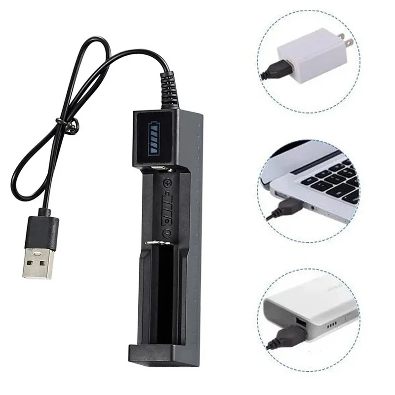 1 Slot 18650 USB Battery Charger Universal Smart Quick Battery For 14500 16650 14650 18500 Rechargeable Lithium Battery Charger