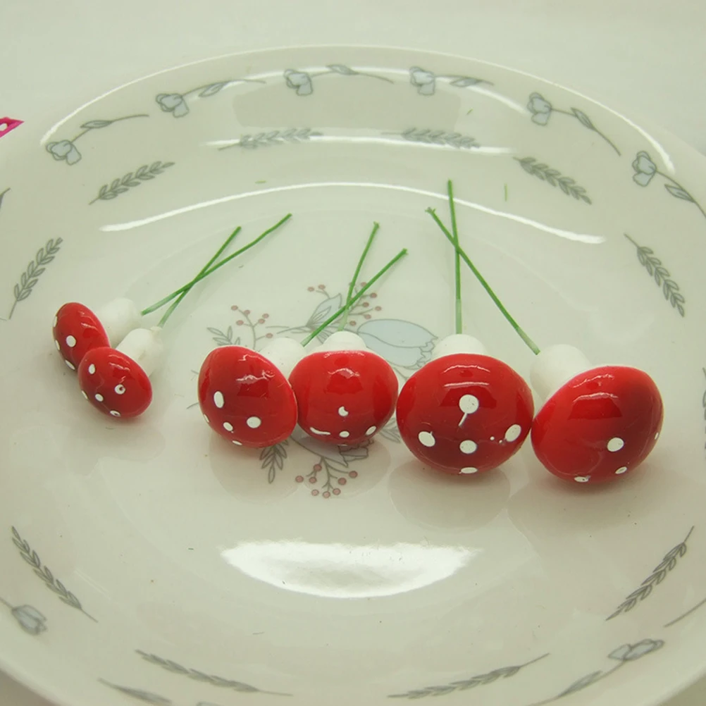 

6pcs Mini Red Spotted Mushroom naments Flexible Wire Bonsai Decor Flower Pot Plant Garden L DIY Home Party Accessories