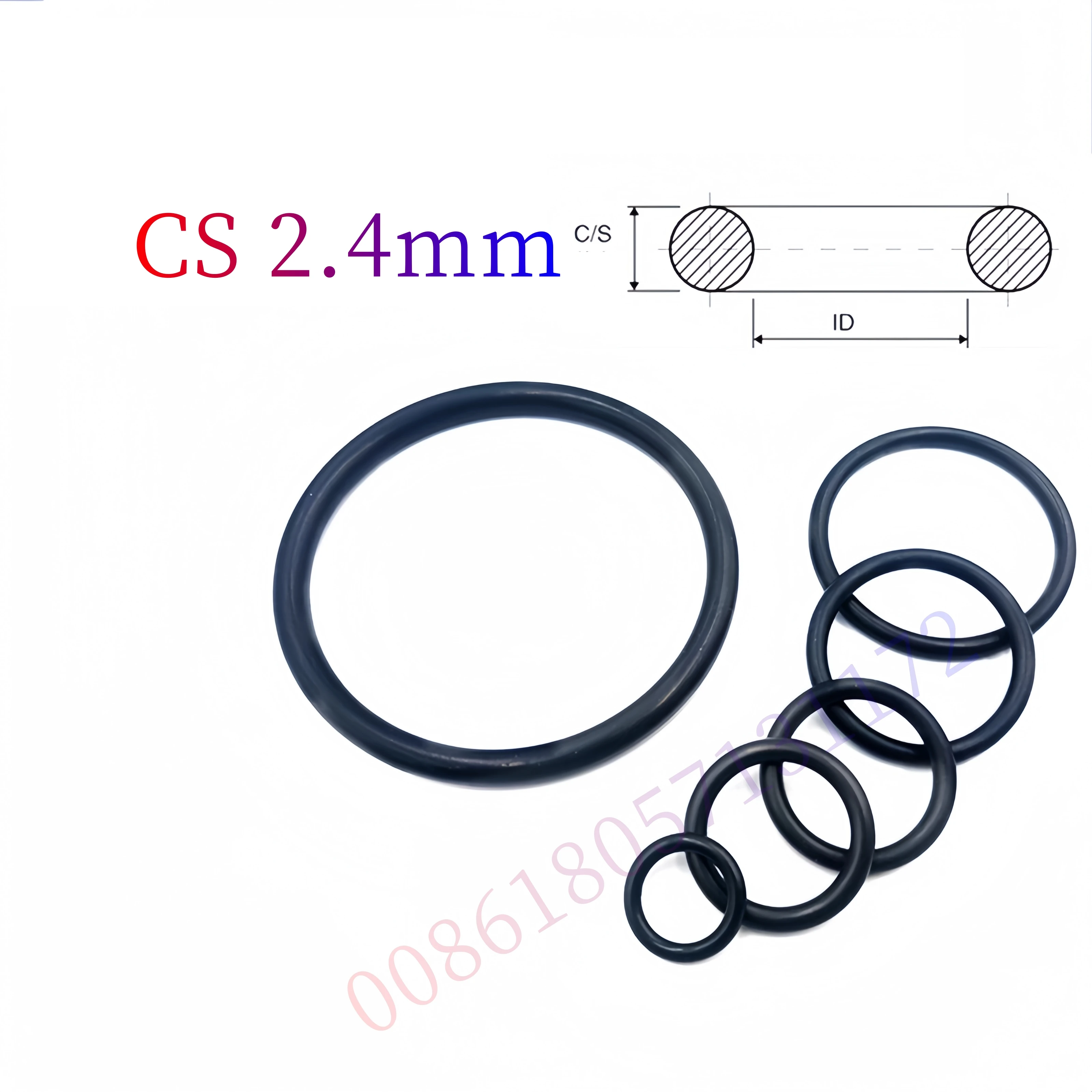 Custom EPDM 70 O-Rings, 2.4mm Cross-Section, Gasket Cushion, Weather, Ozone, UV, Chemical, Acid & Alkali Resistant, Black