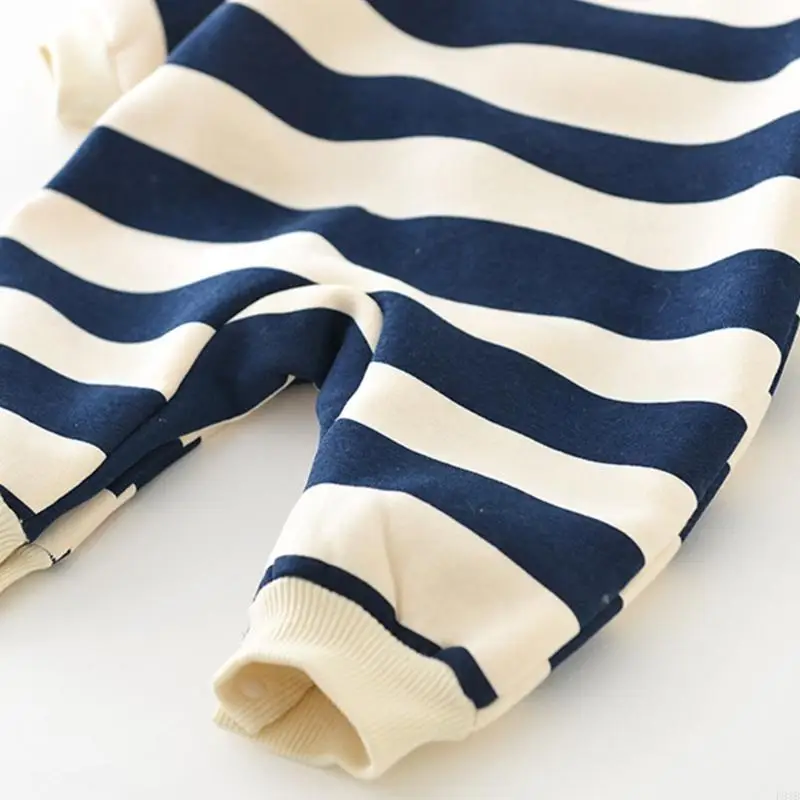 بدلة أطفال مخططة بأكمام طويلة رومبير مآزر للرضع بدلة ربيعية غير رسمية ملابس الدب الكرتوني ملابس قابلة للتنفس P31B #2