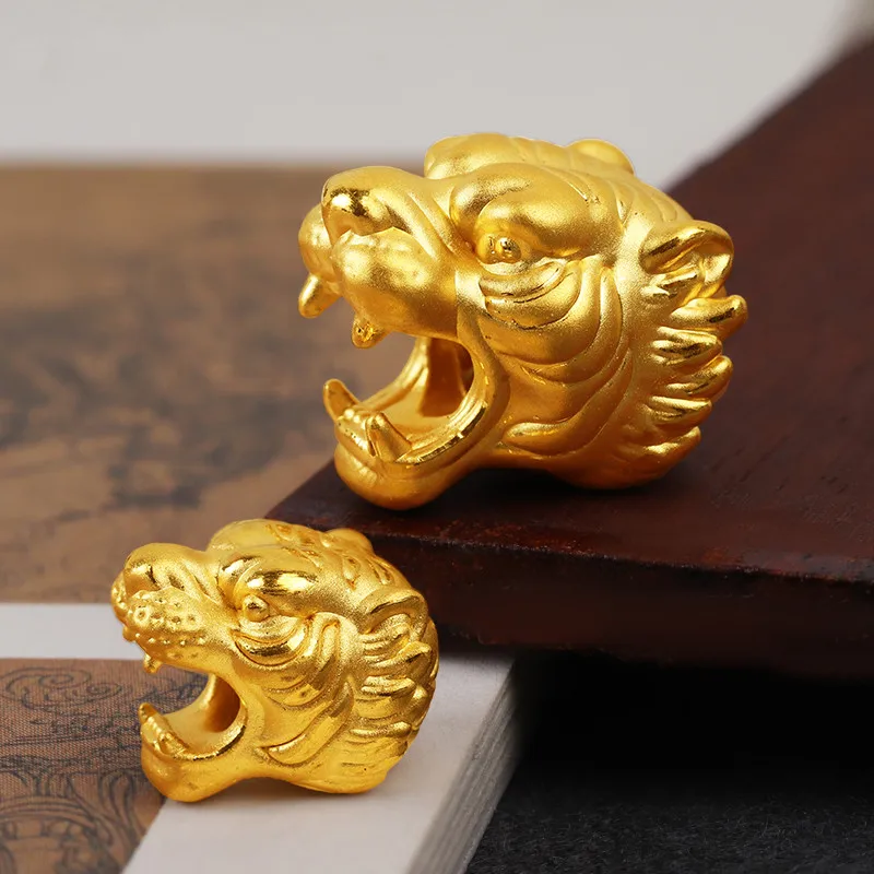 

1pcs Pure 999 24K Yellow Gold Men Women Lucky Tiger Bead Pendant