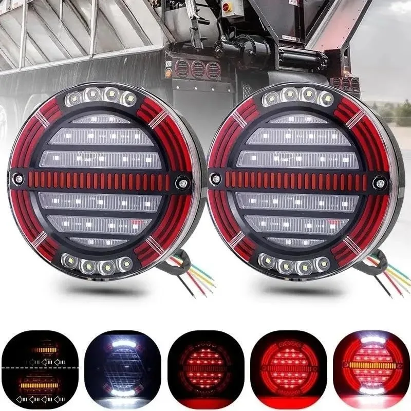 

С стоп-сигналом, 2 шт., 5,5 дюйма, DRL, указатель поворота, автомобильный грузовик, корабль, автобус, лодка, караван, 12 В, 24 В, круглый светодиодный задний фонарь для прицепа
