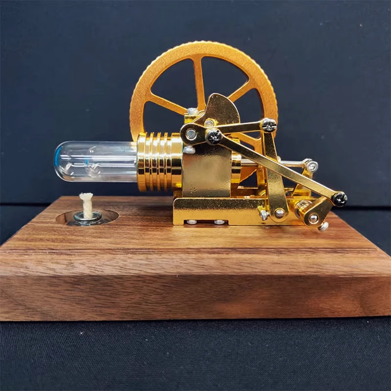 Stirling Engine ModelCoaxial Swing Arm Steam Engine Model Engine Teaching Aids Gift Ornaments Physics Toys Wooden Base