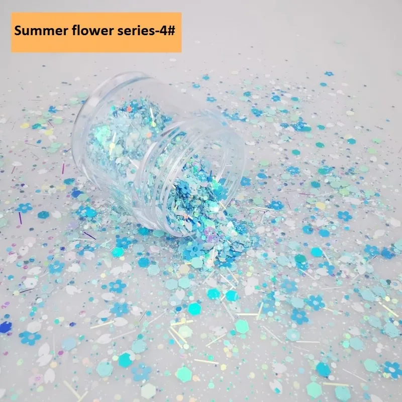 Summer Flower series nail cherry blossom glitter four-star plum blossom butterfly Quicksand epoxy resin drop adhesive material