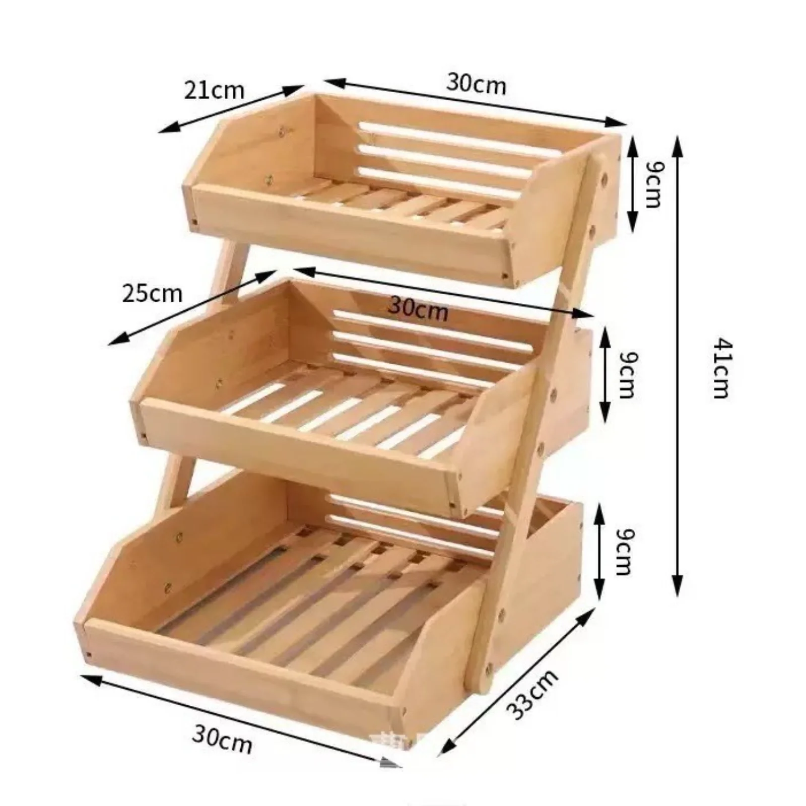 3 Tiers Plant Stand Bamboo Kitchen Tabletop Vegetable and Fruit Drain Storage Sasket Plant Flower Pot Holder Desktop Storage view 6
