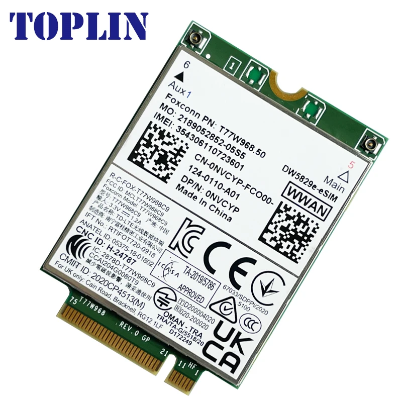 T77W968.50 DW5829e-eSIM DW5829e X20 LTE Cat9 450Mbps FDD-LTE TDD-LTE 4G Module For Dell 7320 7330 7520 7530 7430 Laptop