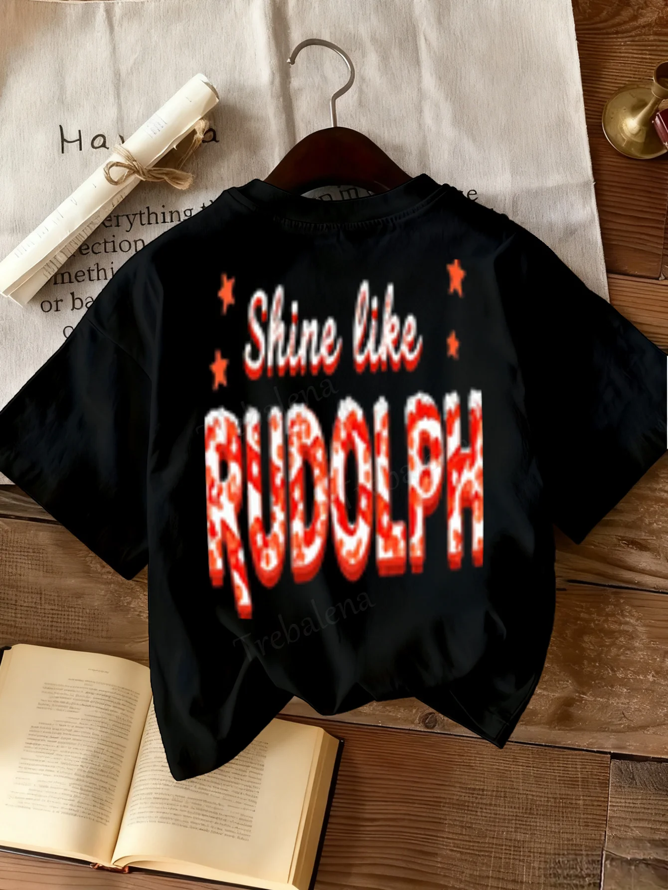 

Women T-shirt Shine Like Rudolph Red Nose Christmas Tee for Women