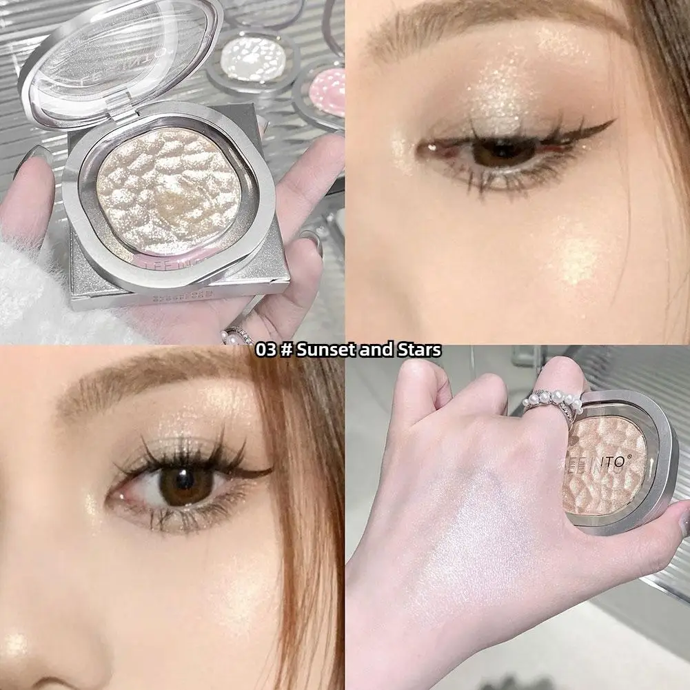 Pot éclaircissant de contour de visage de paillettes de surligneur de diamant, maquillage scintillant, palette de purée de maquillage, fard à barrage fin Y3D9, 3 couleurs