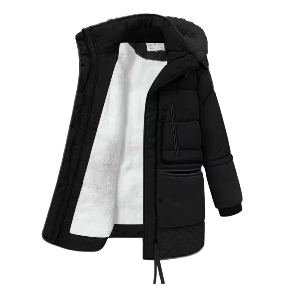 

Women Winter Thick Down Plush Thicken Warm Mid Length Korean Winter Lamb Wool Coat Casual Women