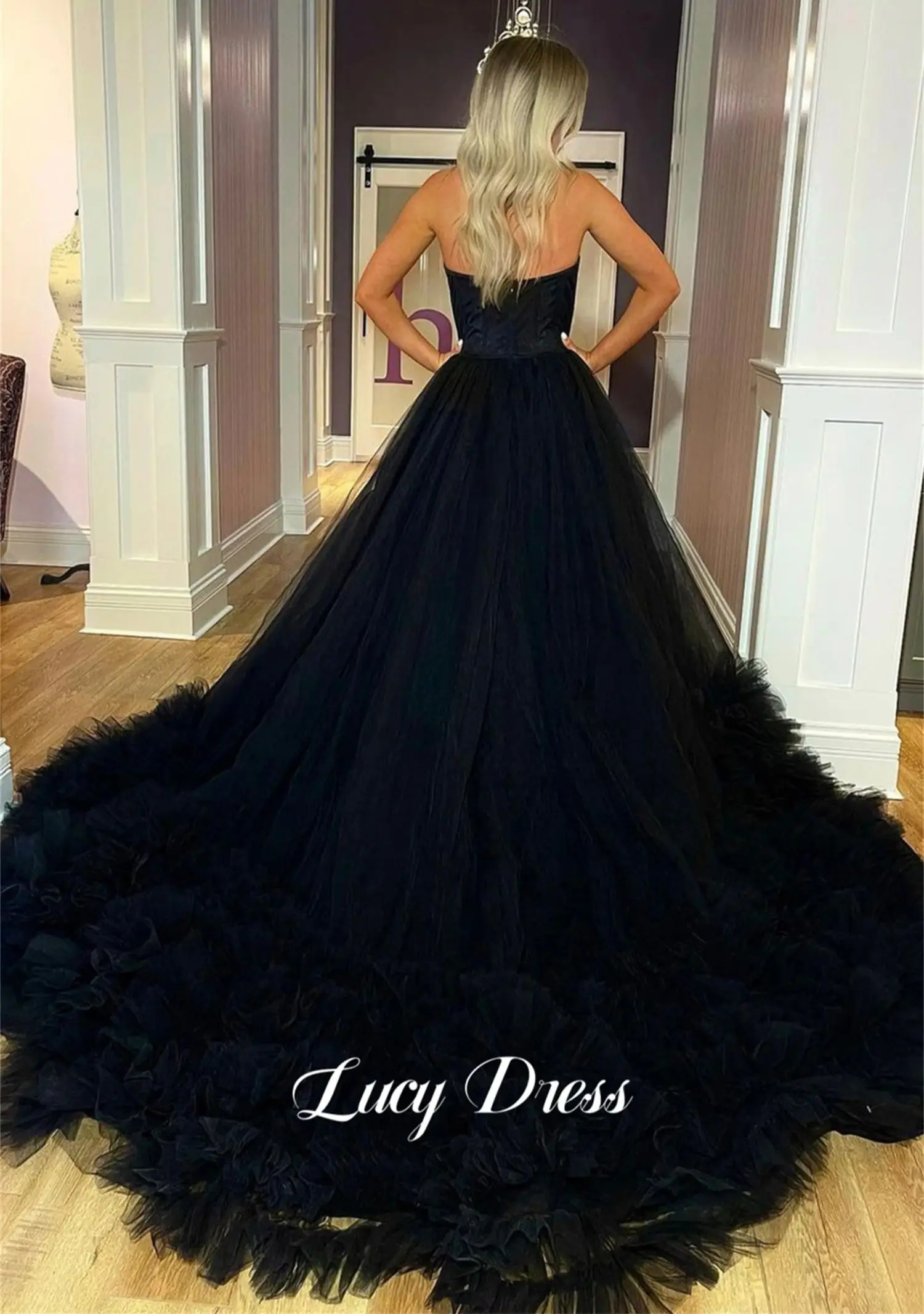 Lucy Wedding Party Dress Special Occasion Dresses Fluffy Black Evening Robes De Cocktail Ball Gowns Prom Customized فساتين سهرة