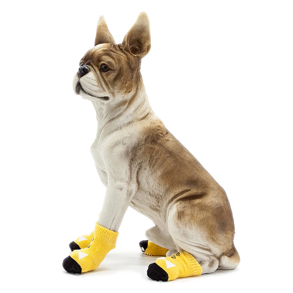 

4pcs Anti-slip Cotton Socks Dog Shoes Small Pet Non-slip Soft Durable Cartoon Pattern Protect Cold Snow Ice Salt Keep