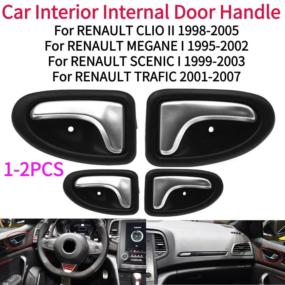 1-2Pcs Car Interior Internal Door Handle Chrome Plated Left Right Inner Inside Door Handle For Renault Clio 2000-2009 2/3-4/5