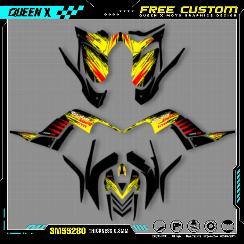 

Queen X MOTOR For YAMAHA RAPTOR 700 2006 2007 2008 2009 2010 2011 2012Full Fairing Motorcycle Graphics Decals Stickers Kits 010