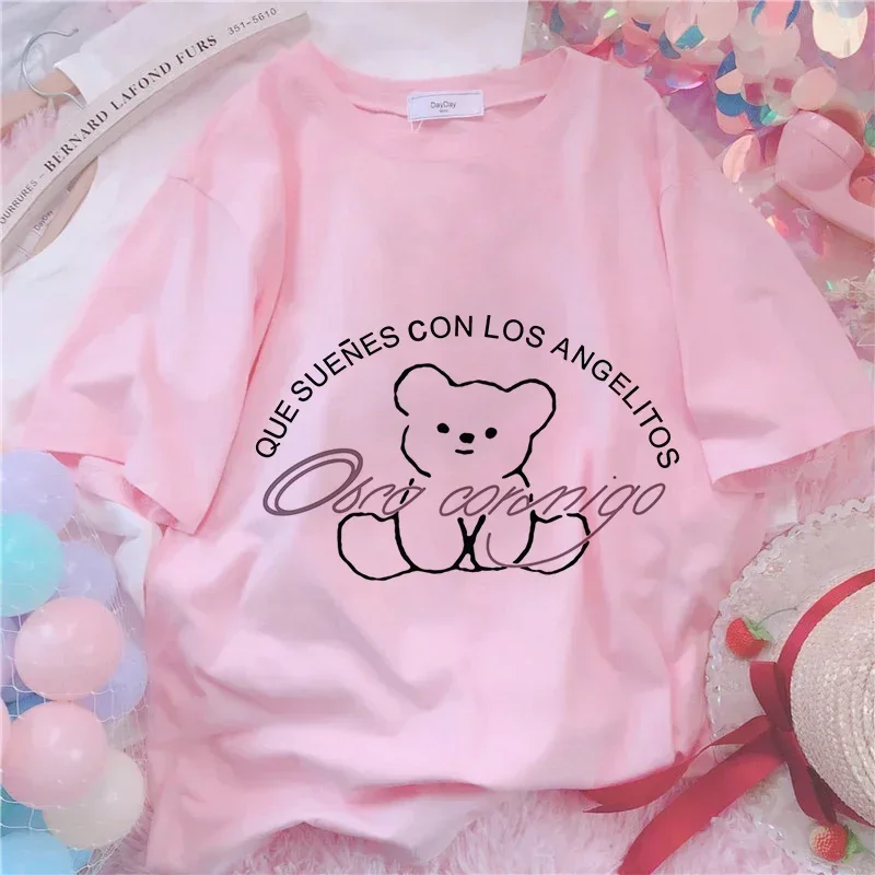 Cherry Kawaii Print T-shirt Women Clothes Harajuku Aesthetics Pink Tops Tshirt Kpop 2024 New Summer Fashion Y2k Female T Shirt