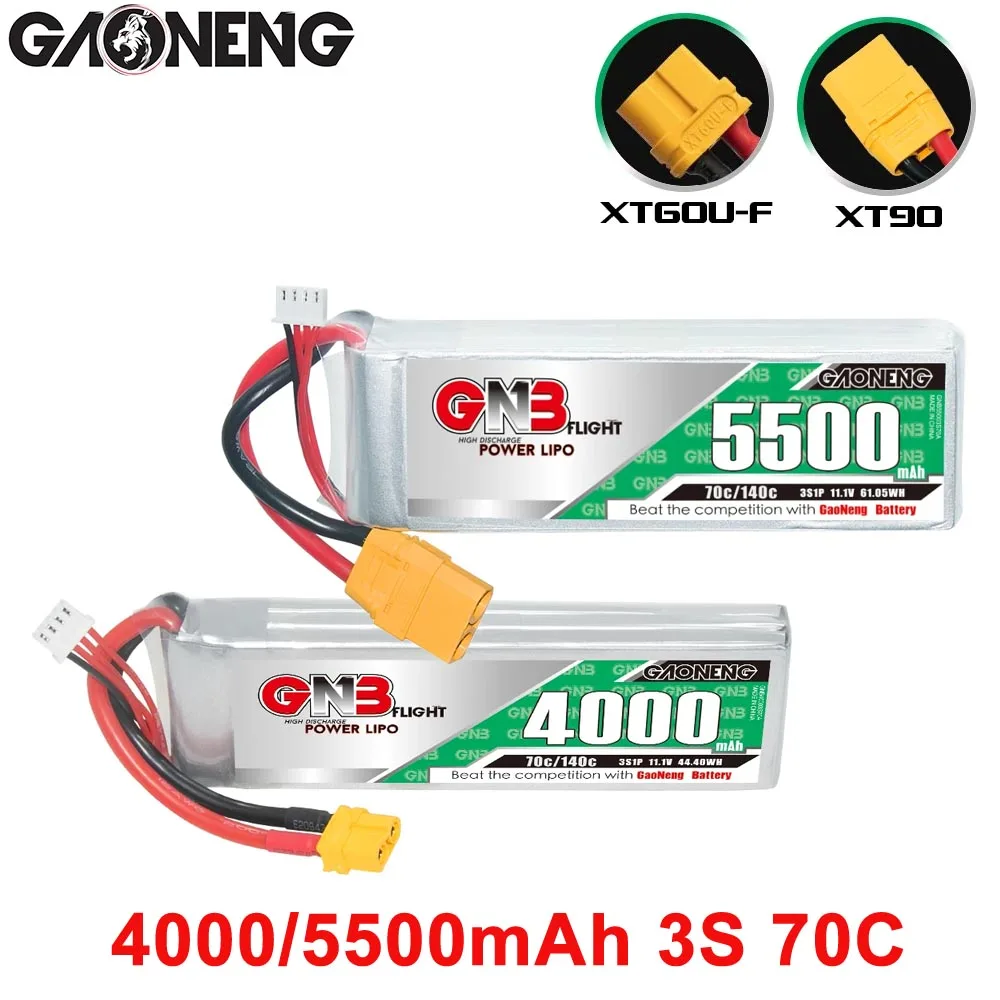 

GNB 4000/5500mAh 3S 70C LiPo Battery XT60/XT90 For 1/10 1/8 1/7 Scale Electric RC Devices Axial Lock Crawle RC Truck/Airplane