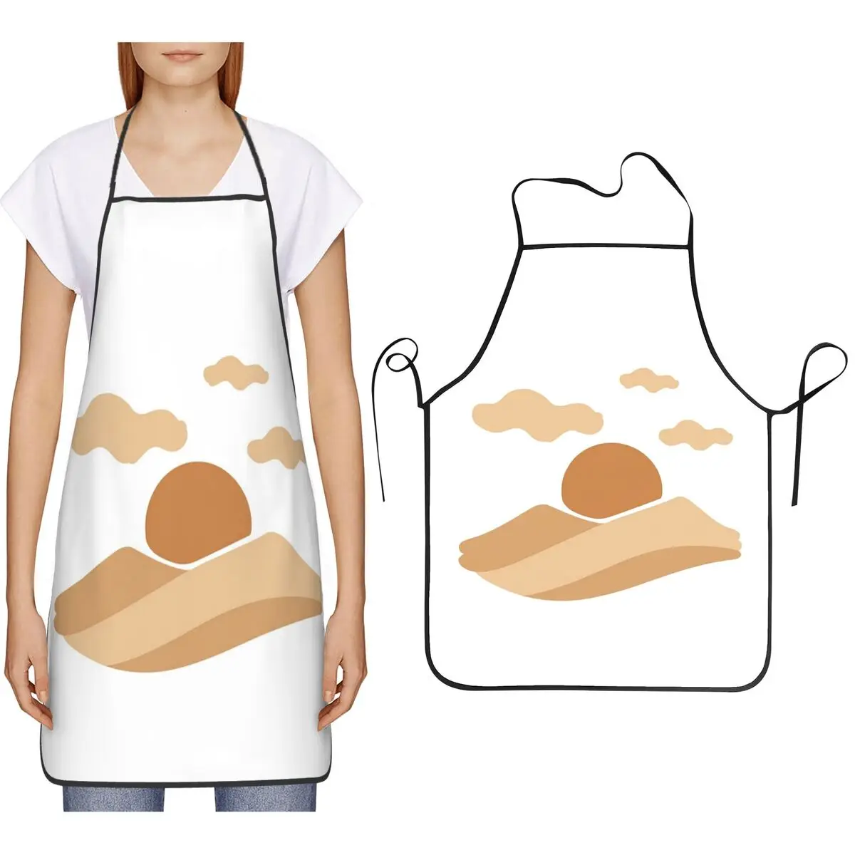 

Фартуки в стиле бохо Desert Moonset для шеф-повара, приготовления пищи, выпечки, нагрудник без рукавов, кухонный сарафан для уборки для женщин и мужчин, садоводства