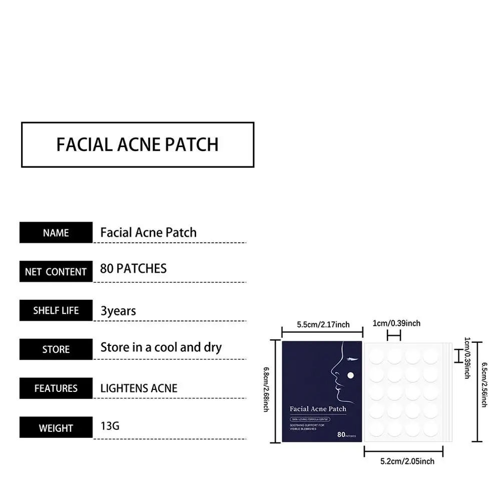 Patch de réparation d'acné, soins de la peau du visage, estompe les imperfections, mignon bouton, autocollants d'acné, outil de maquillage de beauté, 80 pièces