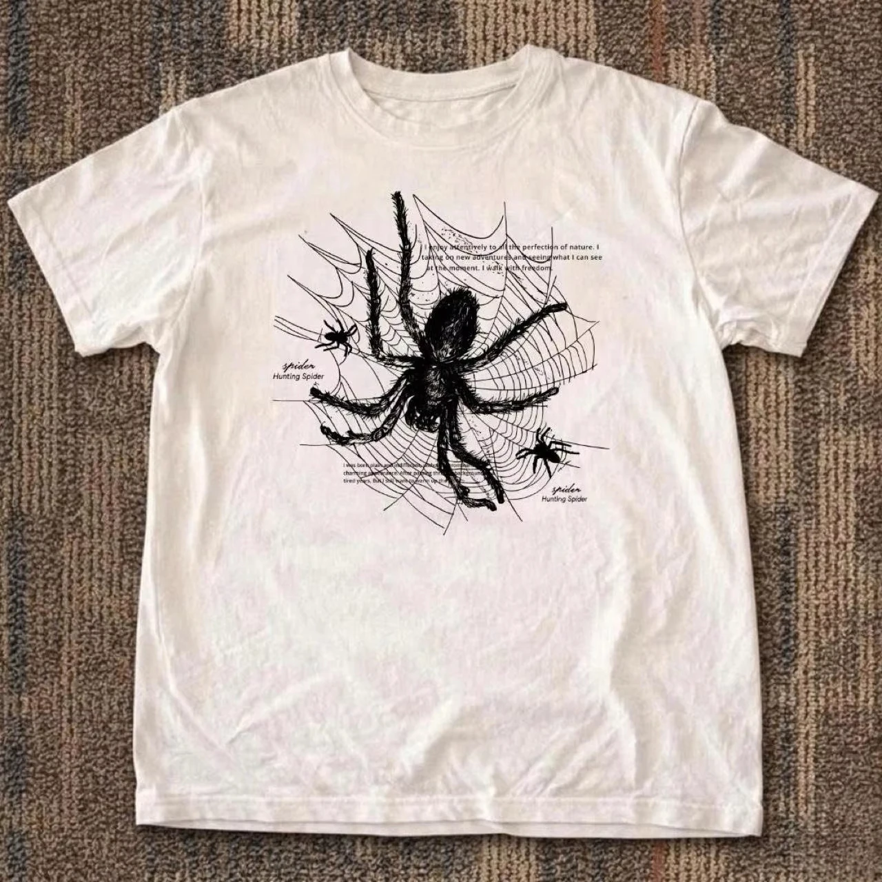 New Arrivals_ Spider-Print Crew-Neck T-Shirts, '90s Retro Crop Tops, Y2K “Trash” Style, and 2000s-St