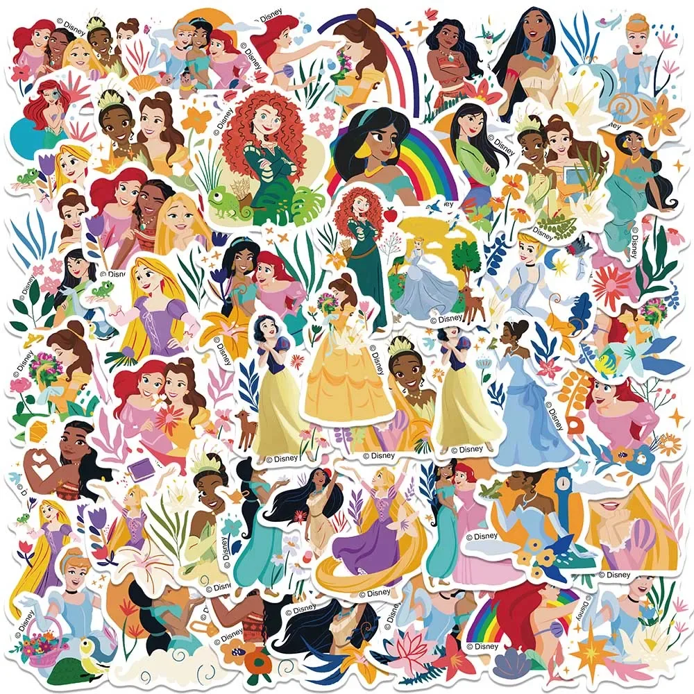 50pcs Disney Snow White Ariel Belle Princess Stickers Aesthetic Graffiti Decals For Kids Laptop Luggage Scrapbook Diary Sticker