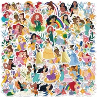 50pcs Disney Snow White Ariel Belle Princess Stickers Aesthetic Graffiti Decals For Kids Laptop Luggage Scrapbook Diary Sticker