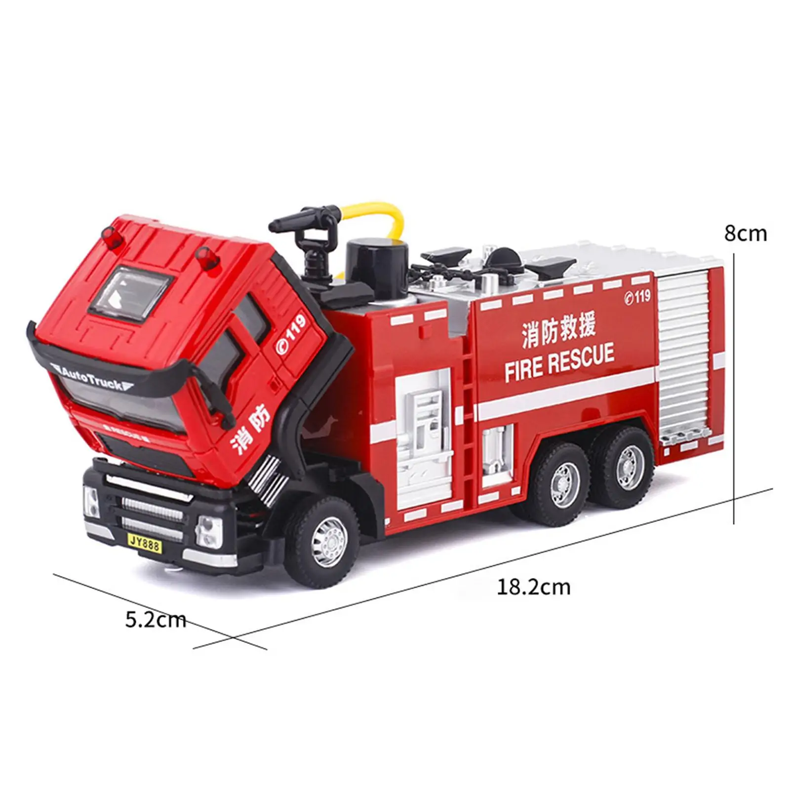 1/32 Scale Fire Truck Model Friction Powered Vehicle Home Decor Portable