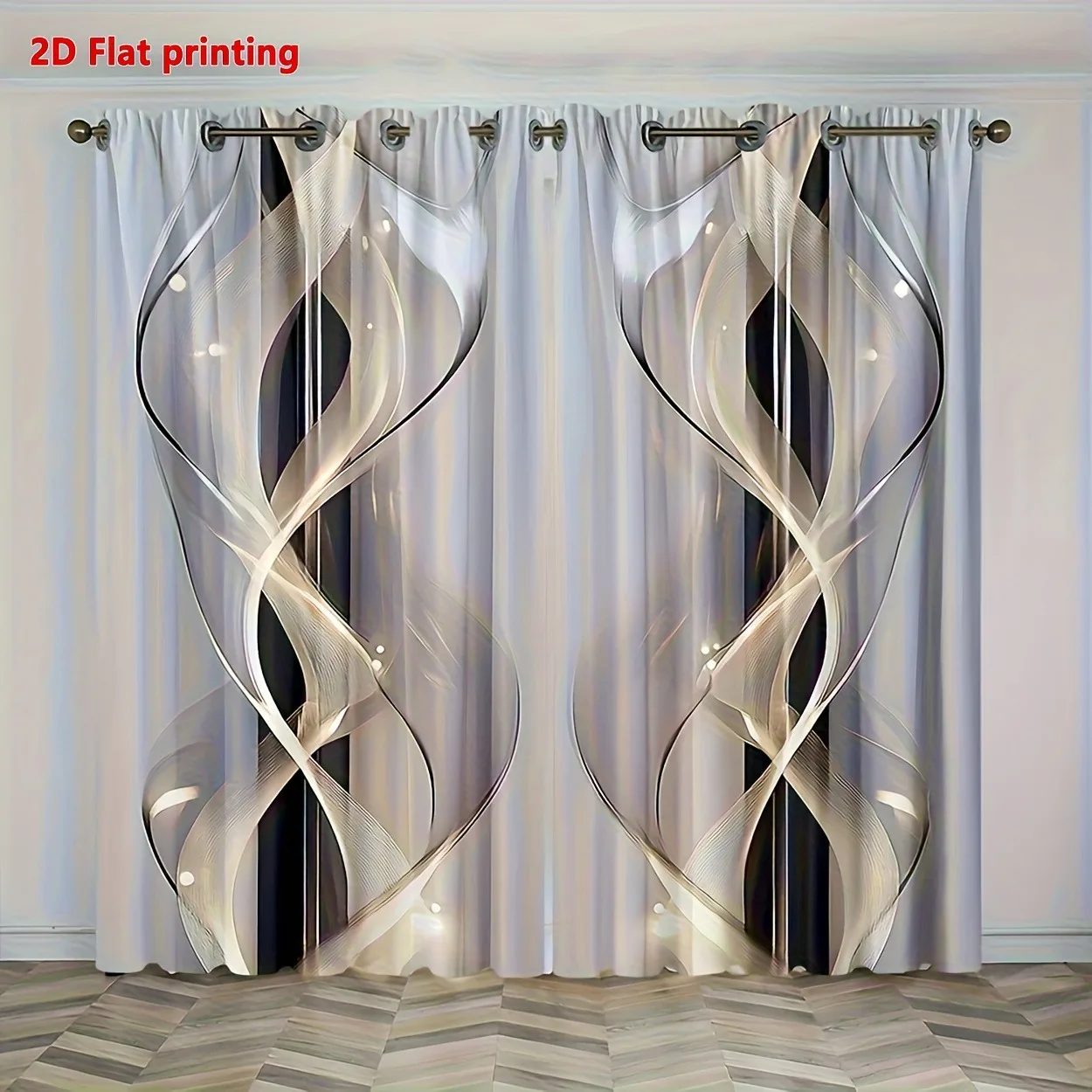 Abstract Geometric Print Blackout Curtains Luxury Light Gray Silver Line Design Window Drapes for Living Room Bedroom Home