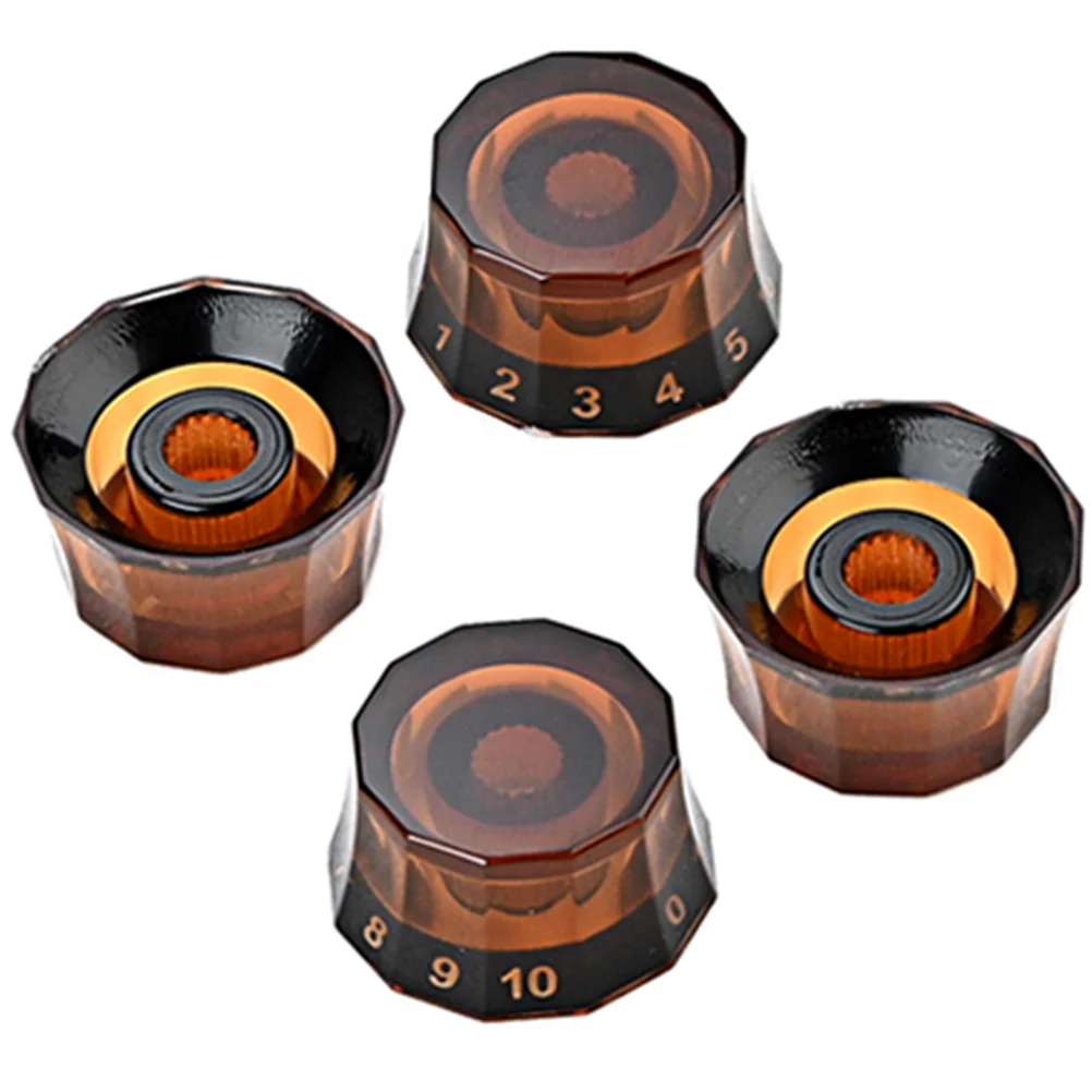 

4 Pcs Black Corner Button Guitar Volume Caps Accessories Creative Knobs Useful Bass Potentiometer Control