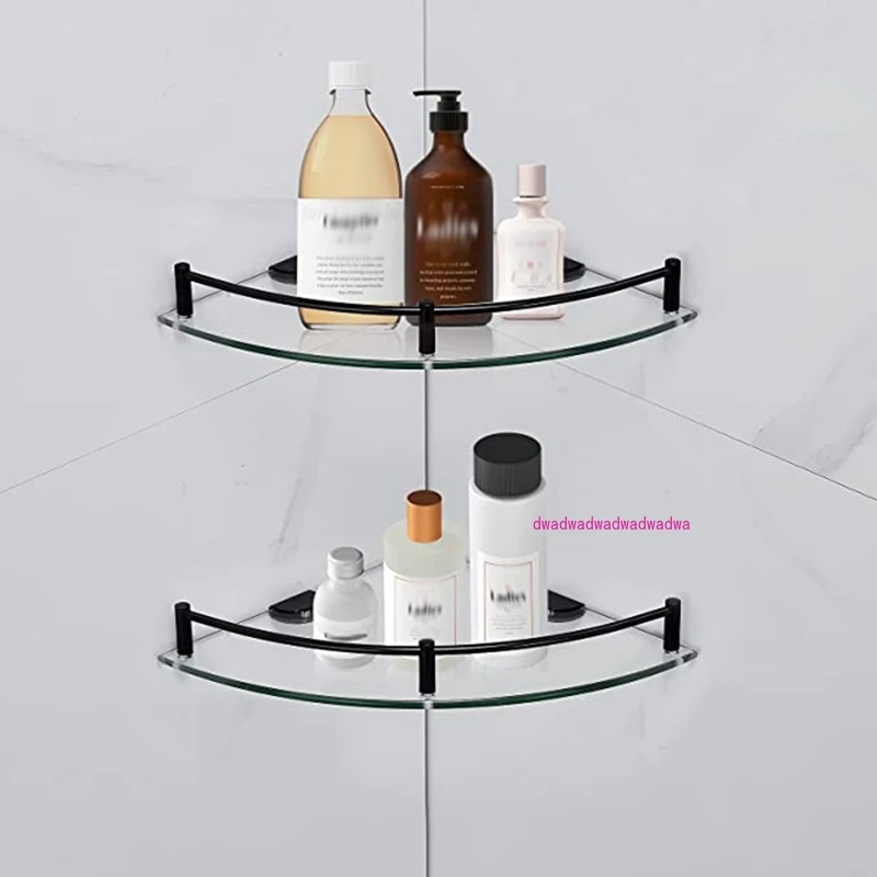 Bathroom Shelves, 2-Tier Bathroom Glass Corner Shelf Wall Mounted ,Tempered Glass Shelf For Storing Shower Gel/Soap