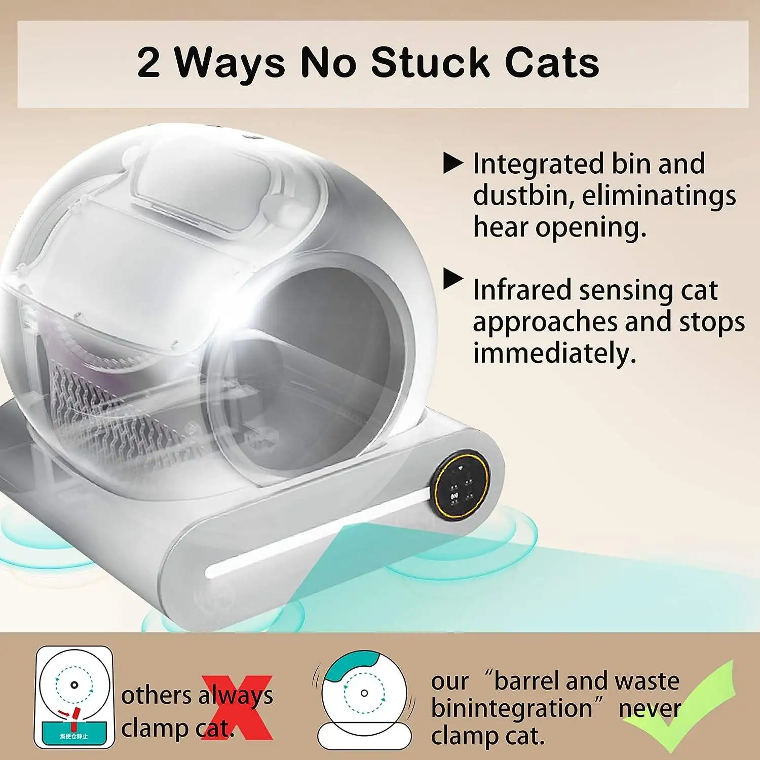 65L Self Cleaning Cat Litter Box Tuya APP Control  Fully Enclosed deodorant Large Capacity Automatic Smart Cats Litter Box