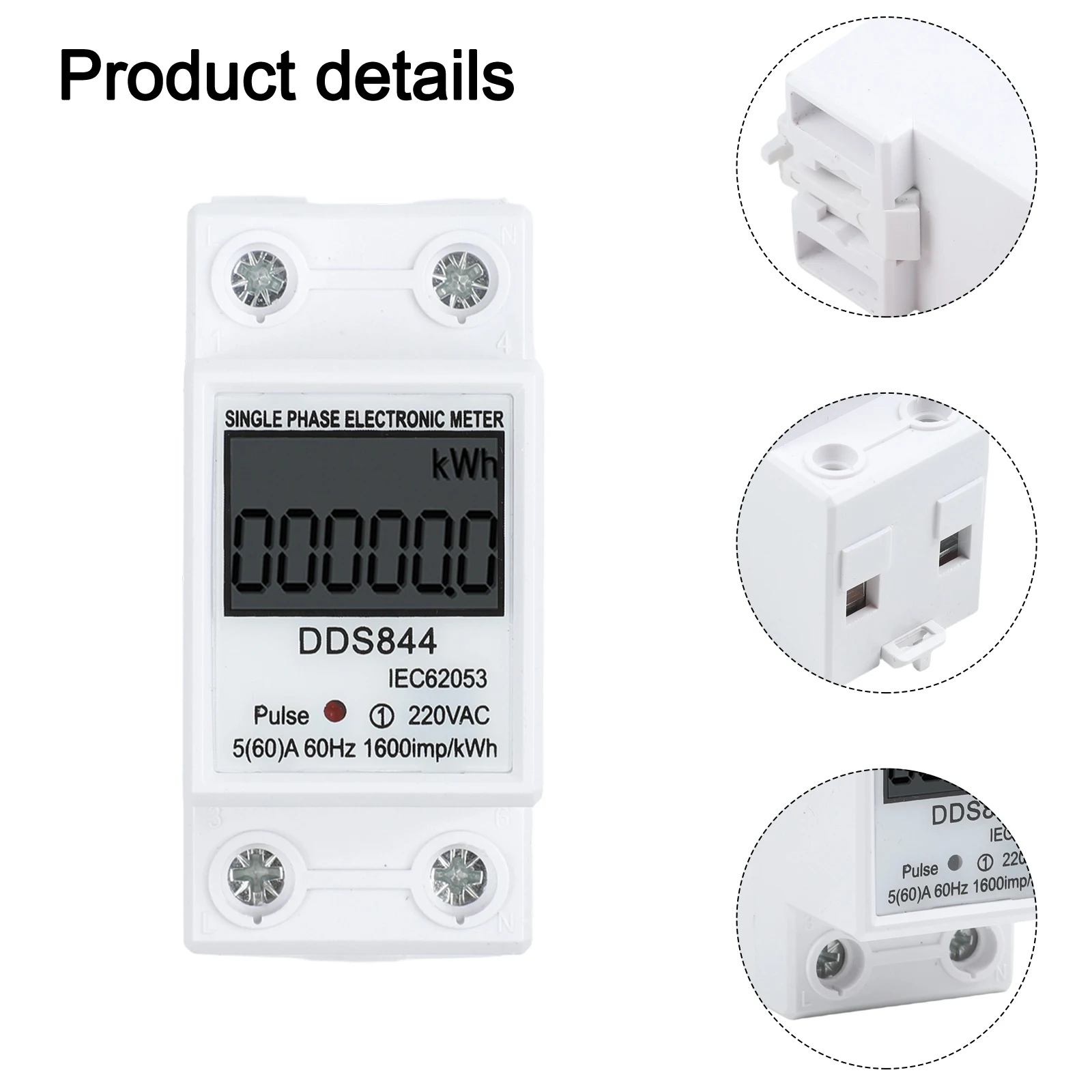 DDS1108 Energy Meter 50/60A Single Phase with LCD Backlight for AC 220V Power Monitoring and Data Visualization