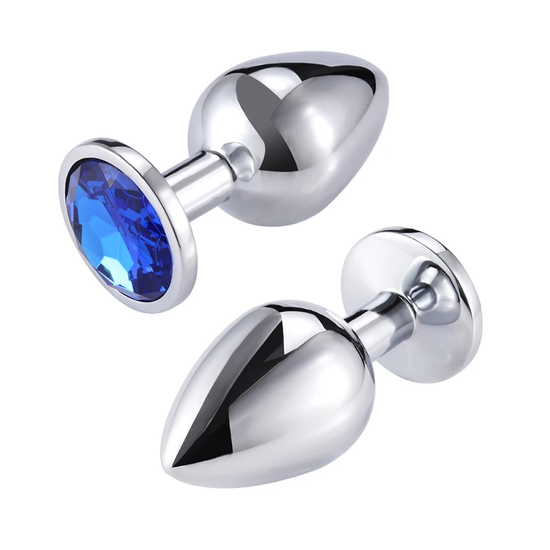 Metal Anal Plug Crystal Jewelry Round Base Butt Plug Trainer Massage Anus Expansion Sex Toy for Male Women Gay Anal Plug