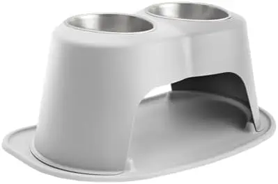 

Double High Pet Feeding System - Elevated Dog/Cat Bowls - 12 inch High Light Grey (DHC6412)