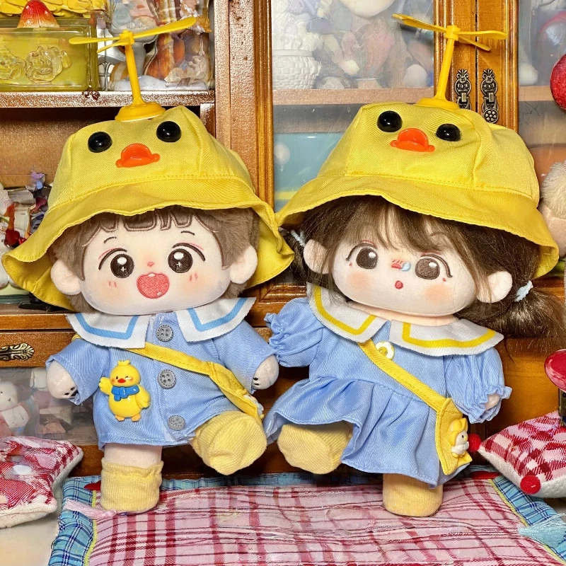 

Подходит для одежды для хлопковых кукол 20 см, комплект одежды с изображением желтой утки, милый комплект одежды для кукол в форме кошки, панды, свиньи, аксессуары для кукол.