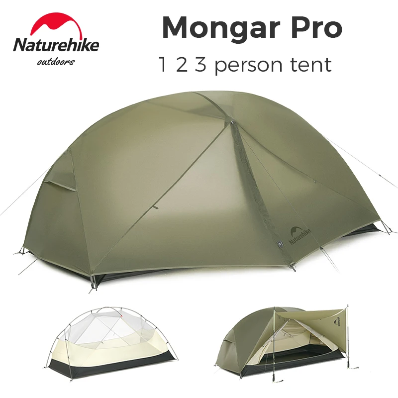 

Палатка Naturehike Mongar UL/PRO для 1-3 человек, ультралегкая, водонепроницаемая, для походов, кемпинга, портативная, с защитой от солнца