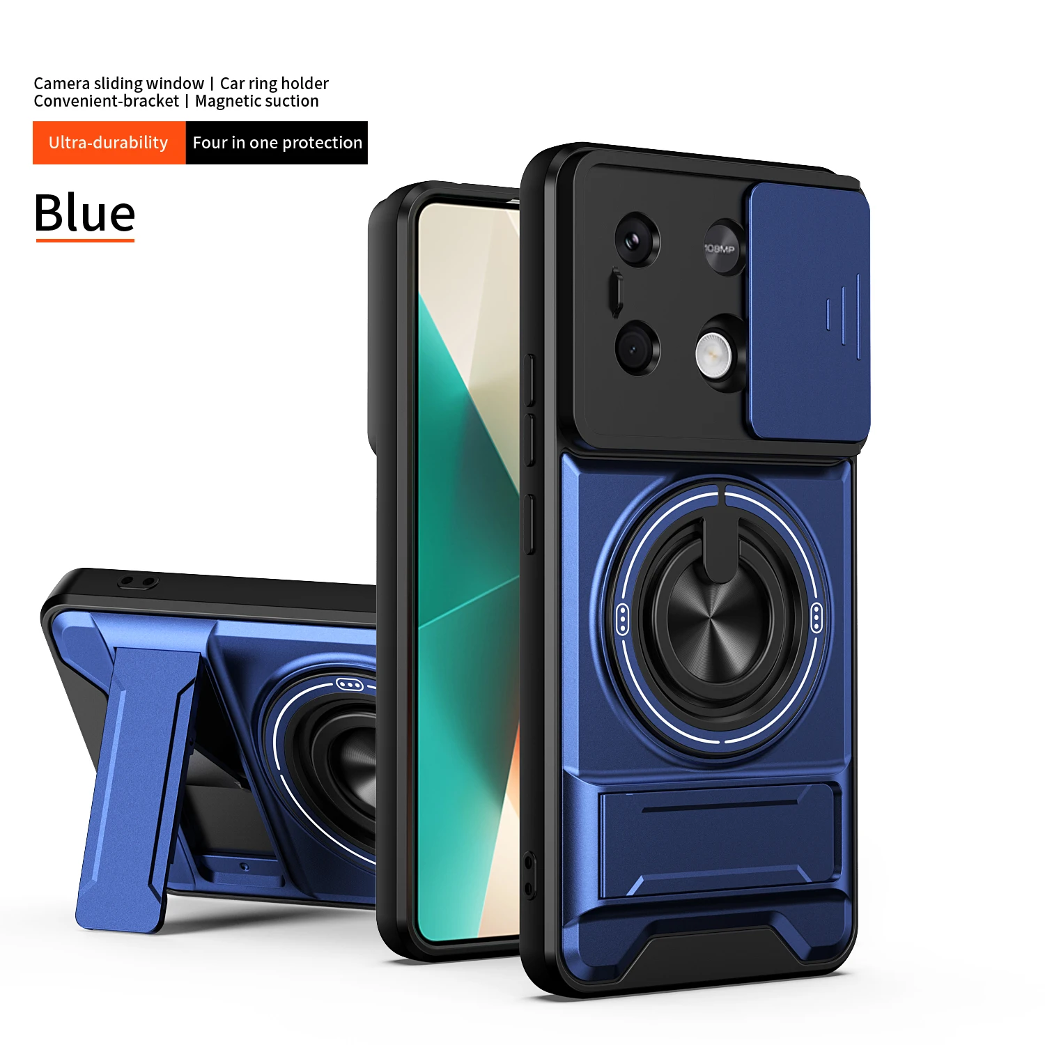 For Redmi Note 13 Pro Case Redmi Note 13 4G note 13 5G Cover Magsafe Magnetic Fold Holder Military Armor Camera Protection Cover - view 4