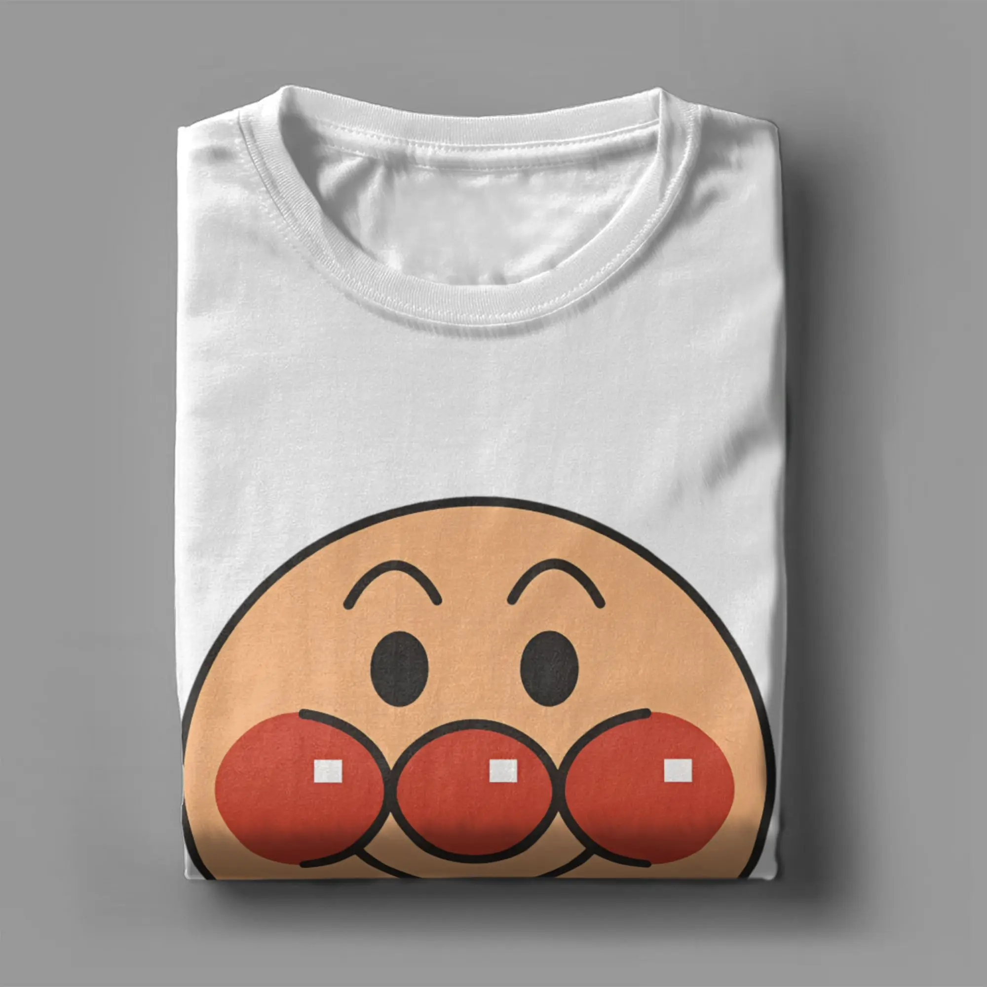 Kawaii A-Anpanmans Anime Cartoon T-Shirt für Männer 100% Baumwolle Kurzarm Dokinchan Horaman Melon Girl Rundhals Sommer-Oberteil – Detail 1