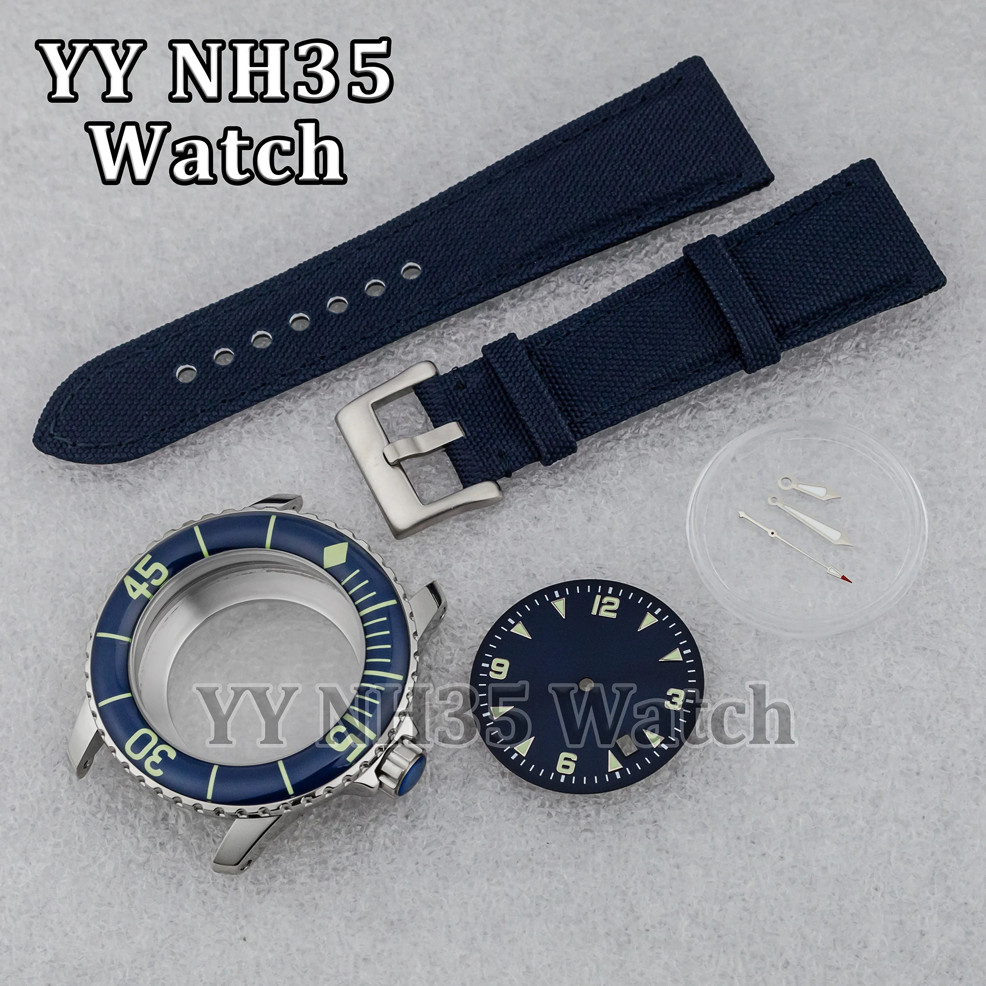 

NH35 Case Strap for Fifty Fathoms Watches High Quality 45mm Men Watch Case Watch Band fit NH35 Automatic Movement Watch Parts