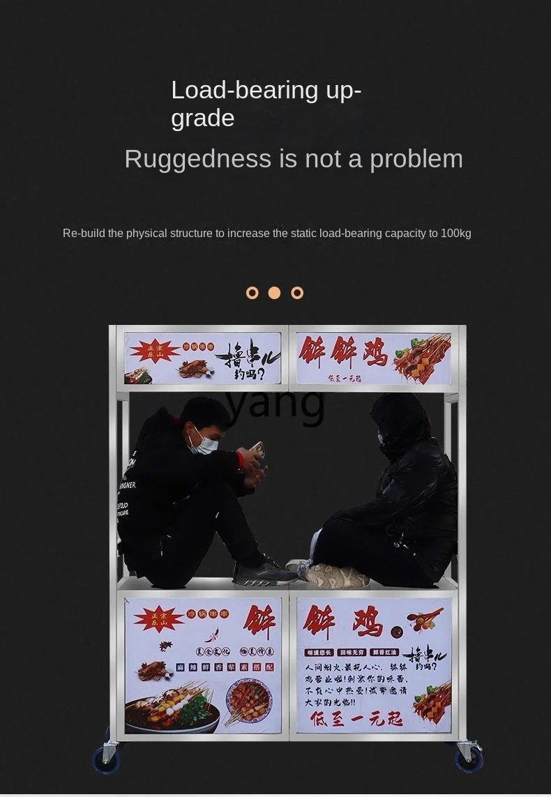 LTT faltbarer Hand-Snackwagen aus Edelstahl, tragbarer Standwagen für gekochte Speisen, geschmortes Gemüse