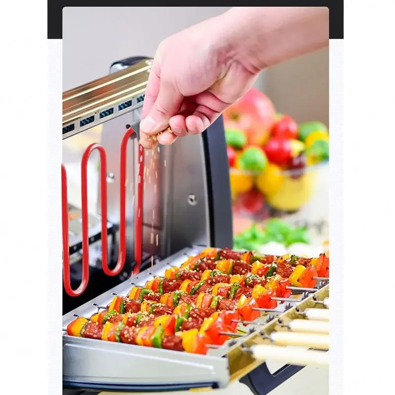 Электрический гриль-барбекю, машина для шашлыков, бытовая бездымная автоматическая вращающаяся машина для мяса для барбекю