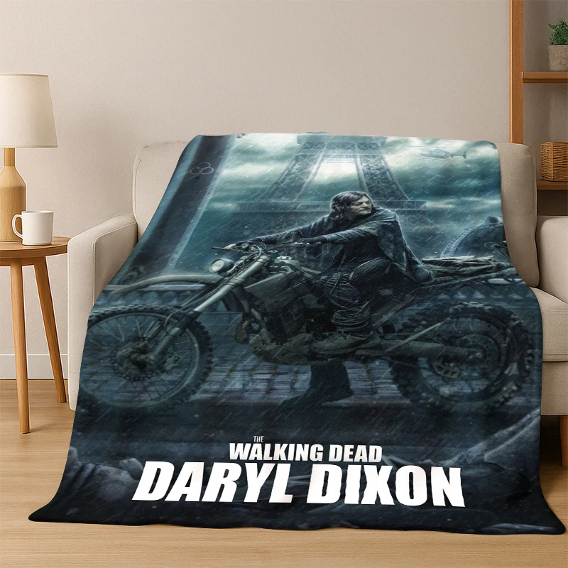 TWD The Walking Dead Rick Daryl Horror TV Flannel Blanket Soft Warm Blanket Throw Blanket for Bedroom Living Room Bed Travel