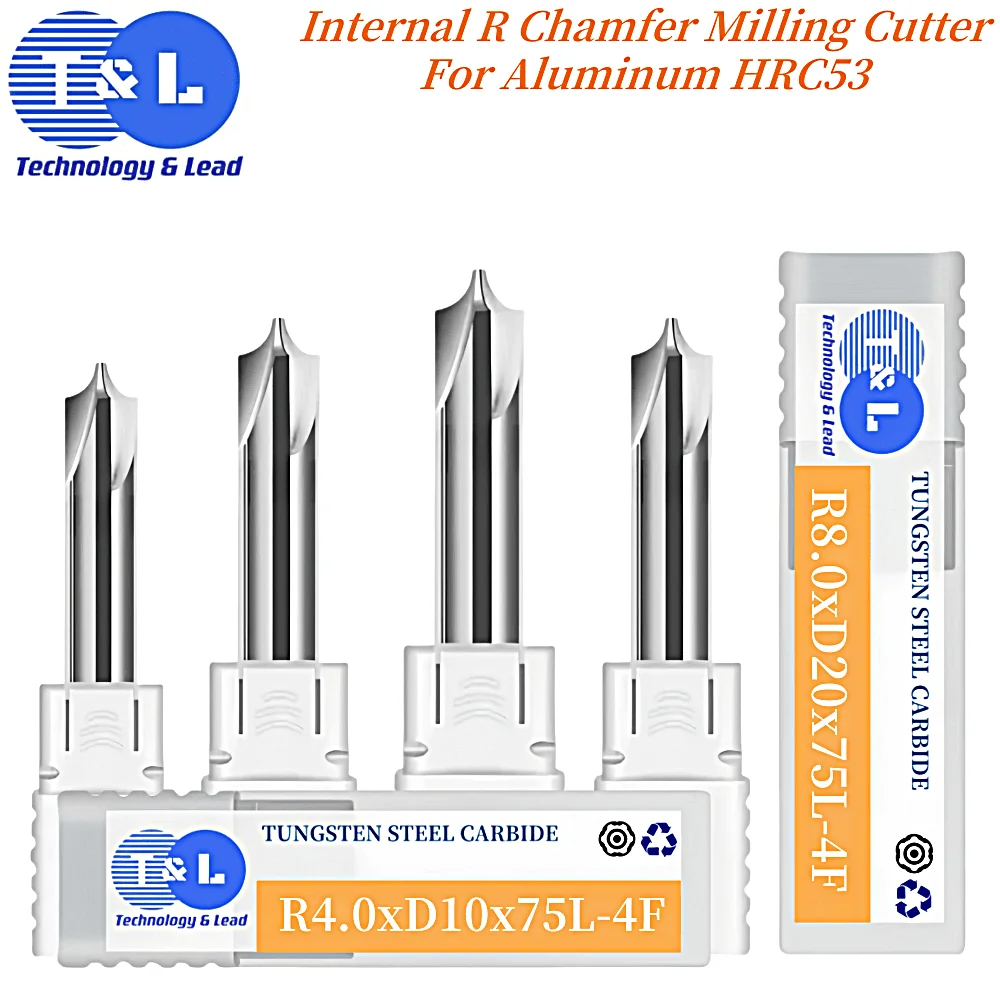 T&L HRC53 Internal Milling Cutter R0.5 R1 R2 R3 R6 R4 Inner R Mill Chamfering Router Bits CNC tools Milling cutter for aluminum