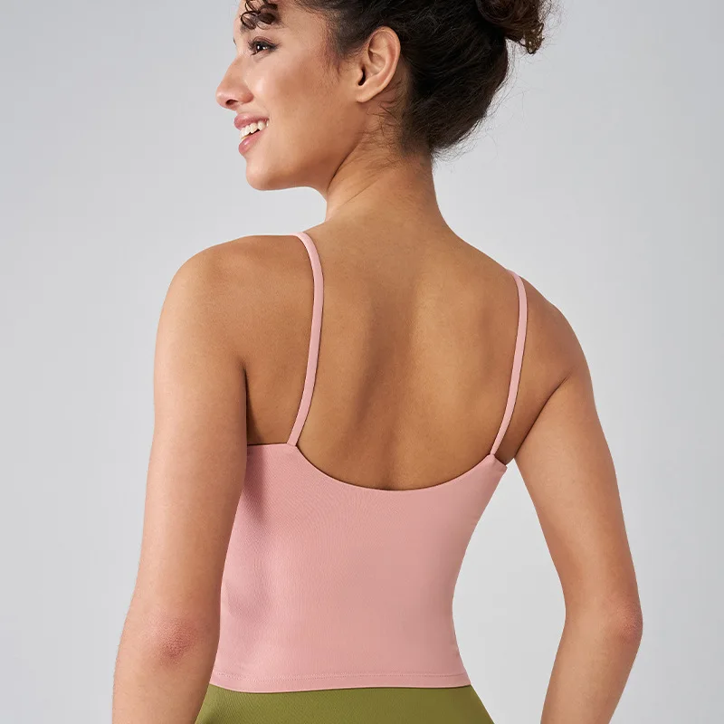 

Summer Fitness Yoga With Chest Mat Underwear Height Repair Elasticity Shock Resistance Running Sports Outerwear Vest Top Women