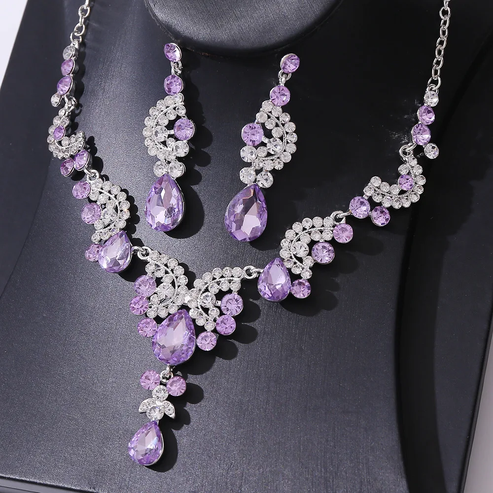 KMVEXO Fashion Crystal Bridal Jewelry Sets Gold Color Rhinestone Chokers Necklace Earrings Wedding African Beads Jewelry