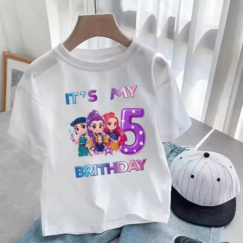 إنه بلدي 3 4 5 6 7 8 9 سنوات عيد ميلاد الكرتون طباعة فتاة صبي أعلى K-Pop شيطان الصيادين المحملة لطيف طفل ملابس الأطفال تي شيرت الصيف #1