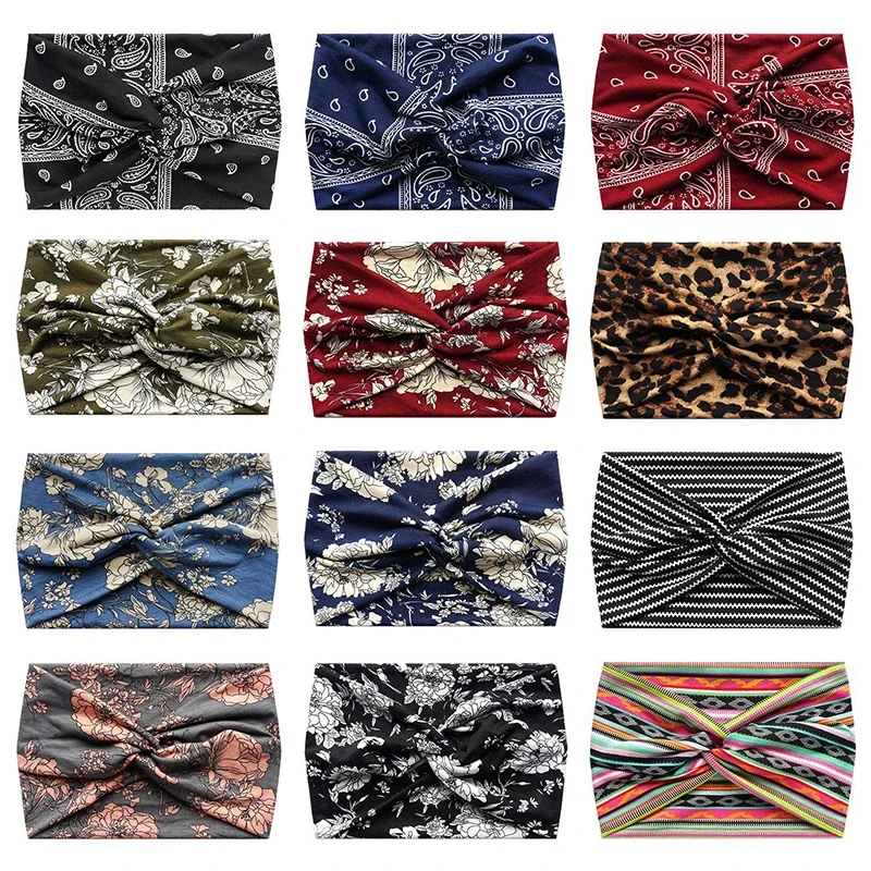 Boho Style Wide Headbands For Women Extra Large Turban Workout Headband Fashion Yoga Hair Bands Twisted Thick Hair Accessories image 4