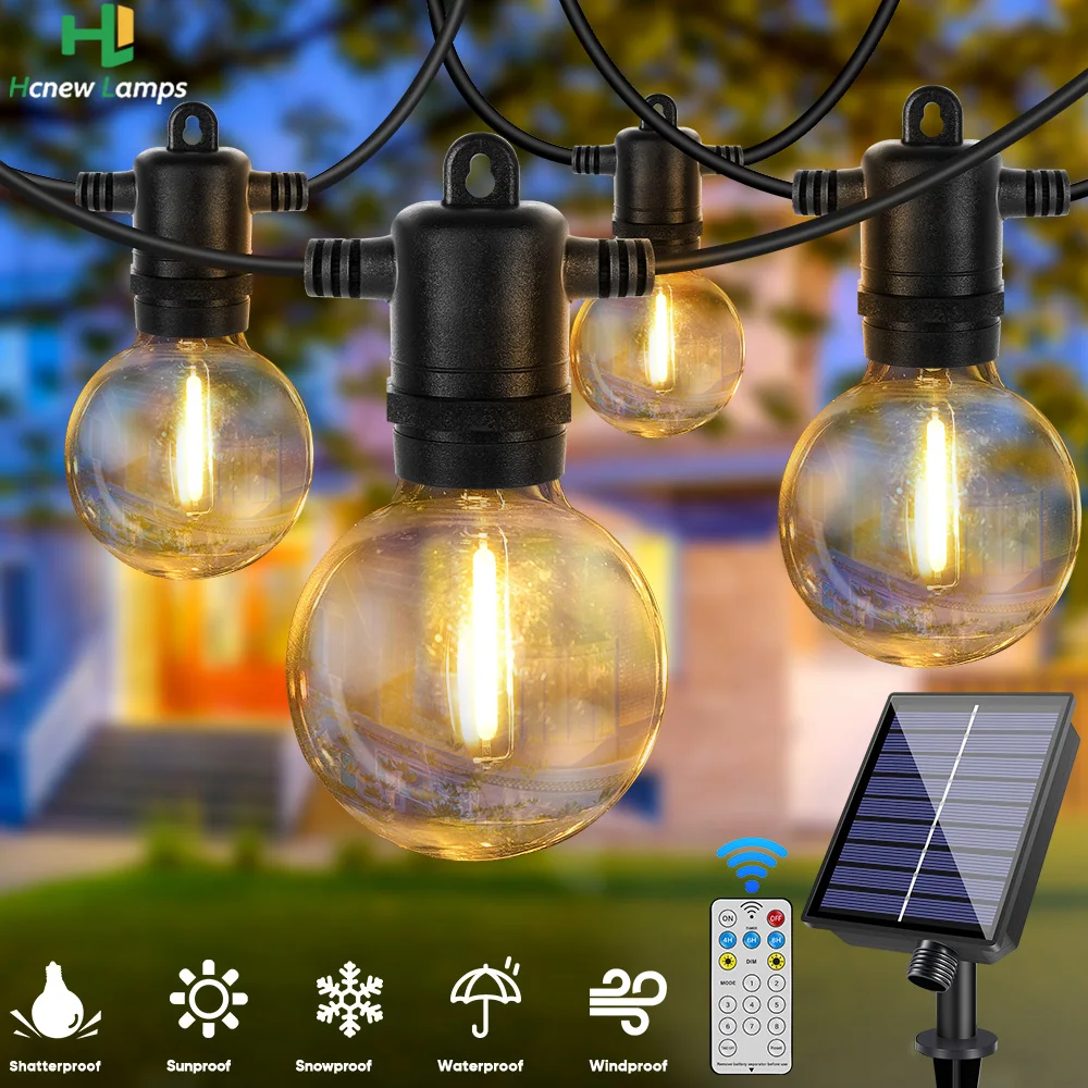 

Led Solar String Light G40 Shatterproof Globe Low Voltage Bulbs Waterproof IP44 Hanging Solar Powered Garland For Camping Garden