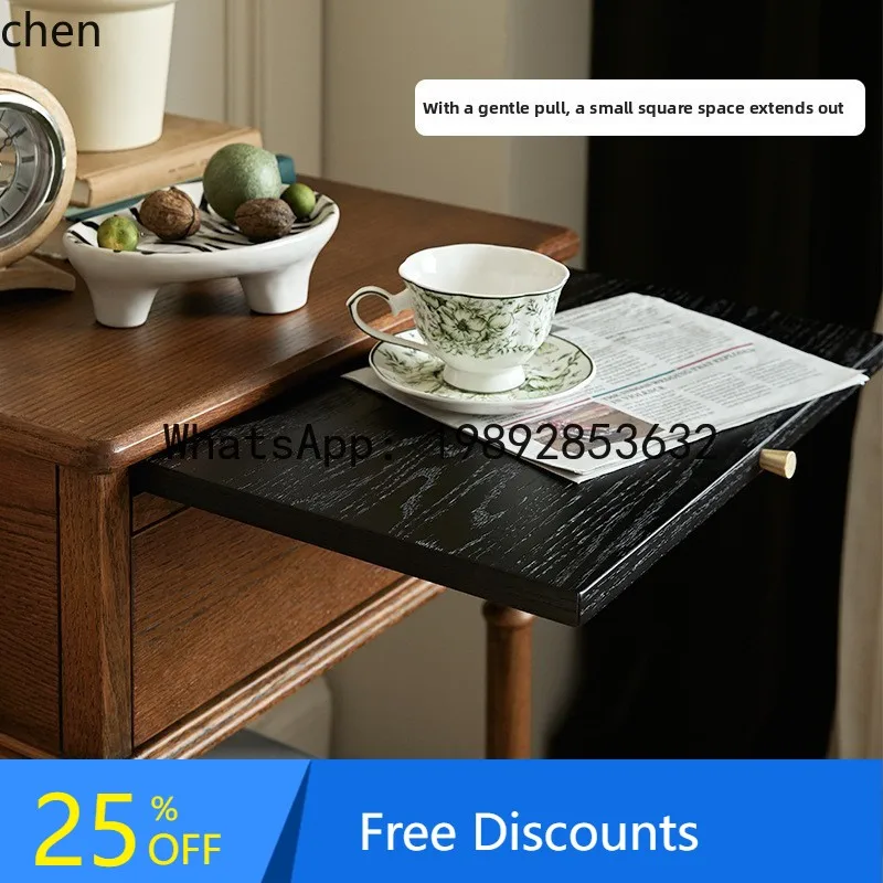 

CC Bedside Table Walnut Solid Wood with Drawer Bedside Storage Cabinet for Home Use