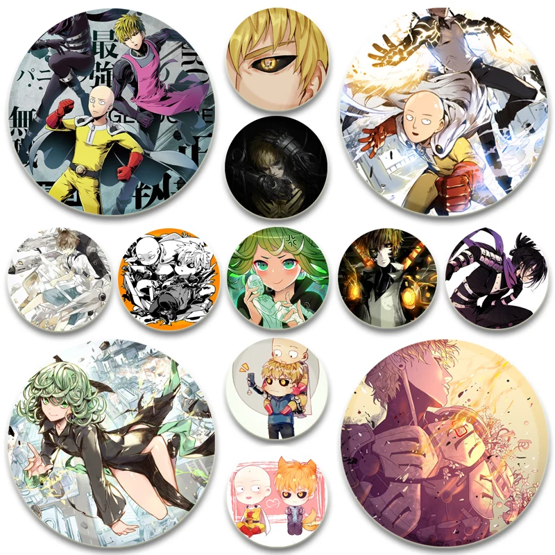 Anime One Punch Man Brooches Saitama Genos Jenos Sonic Tatsumaki Fubuki Garou Cartoon Badge Jacket Jeans Lapel Pin Gifts