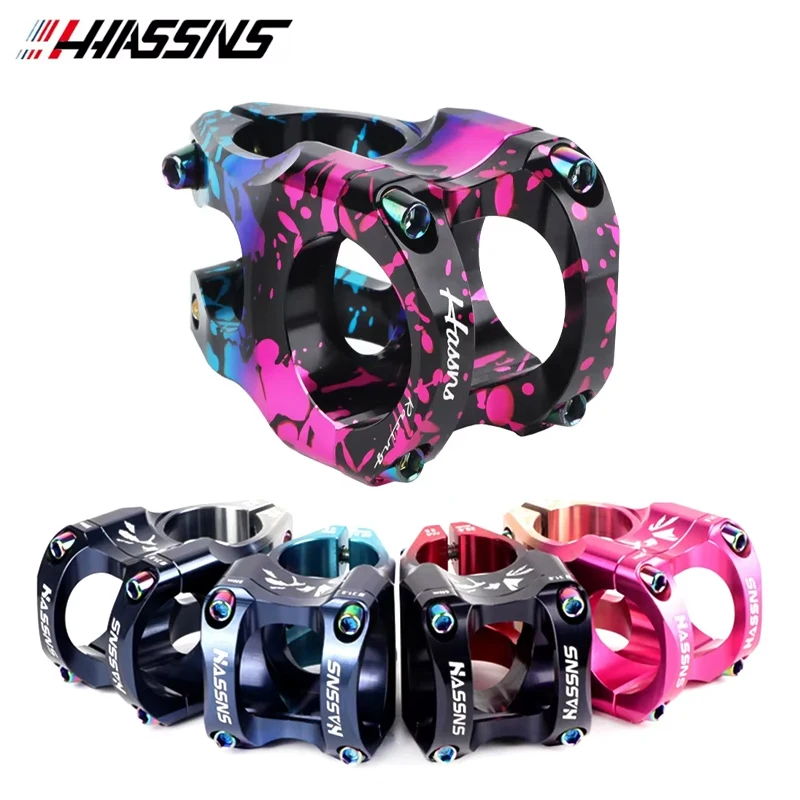 HASSNS Mountain Bike Power Stem 35mm Length 0 Degrees Road Bike Stem Adjustable Riser 31.8mm Handlebar Bicycle Accessories